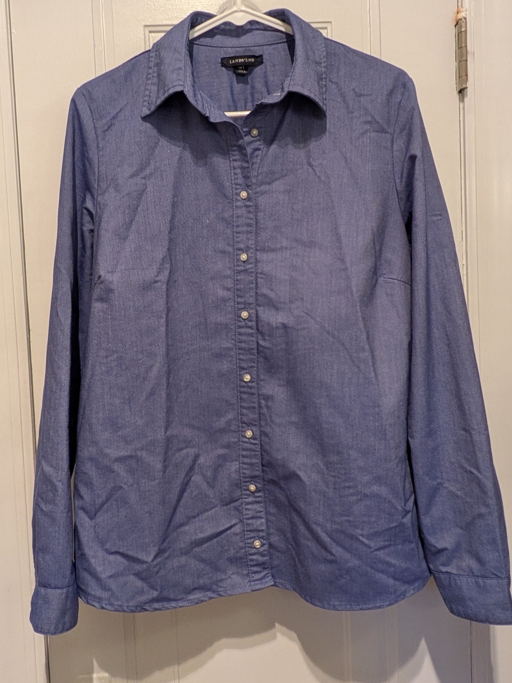Lands' End Women's Chambray Blue Button-Down Shirt